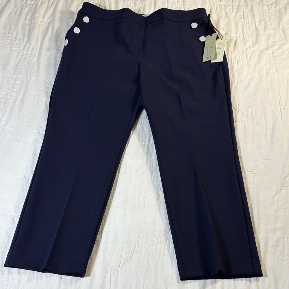 Rachel Zoe Women’s Sz 14 Navy  Hi-Rise Slim Leg Stretch Career Dress Pants NWT